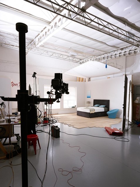 Roomset being built and photographed in Basement's Studio A
